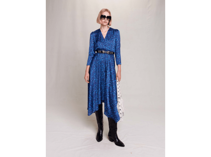 Robe mi-longue imprimé organique
