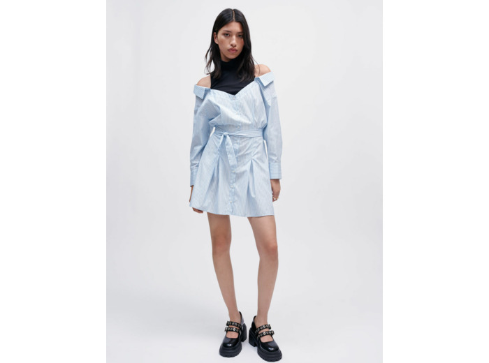 Robe chemise trompe-l'œil à rayures