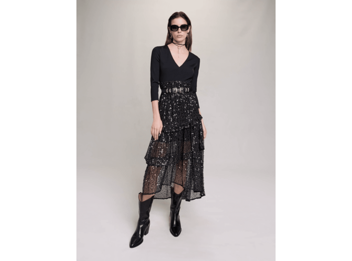 Robe longue mesh et sequins