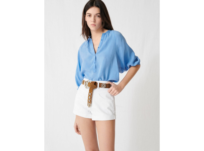 Short en jean ceinturé