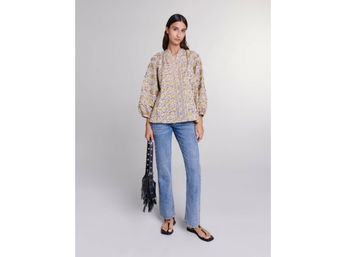 Blouse imprimée et brodée