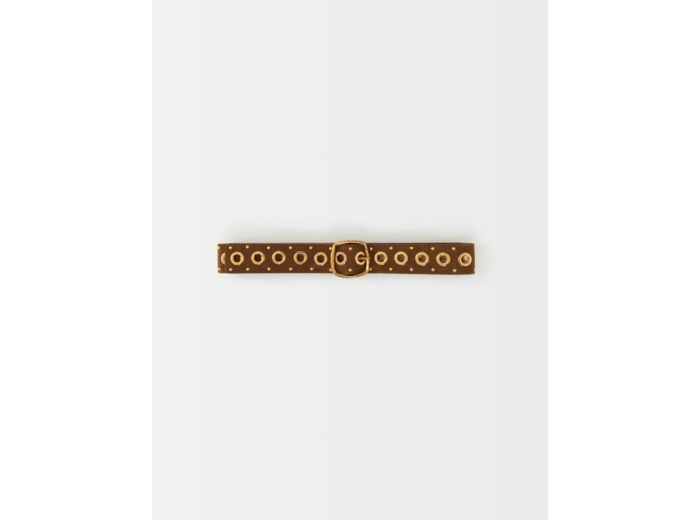 Ceinture en cuir suède à œillets