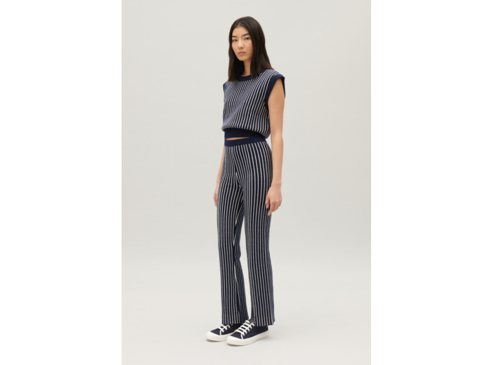 Pantalon maille rayures