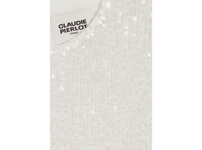 Top sans manches sequins écru