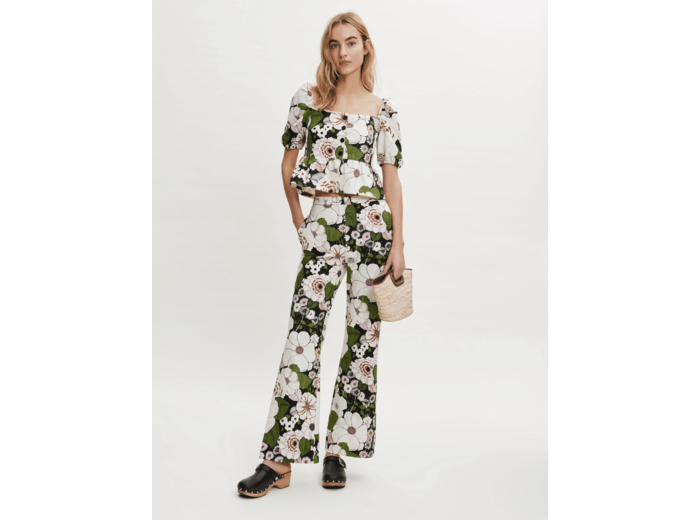 Top imprimé à fleurs 70's