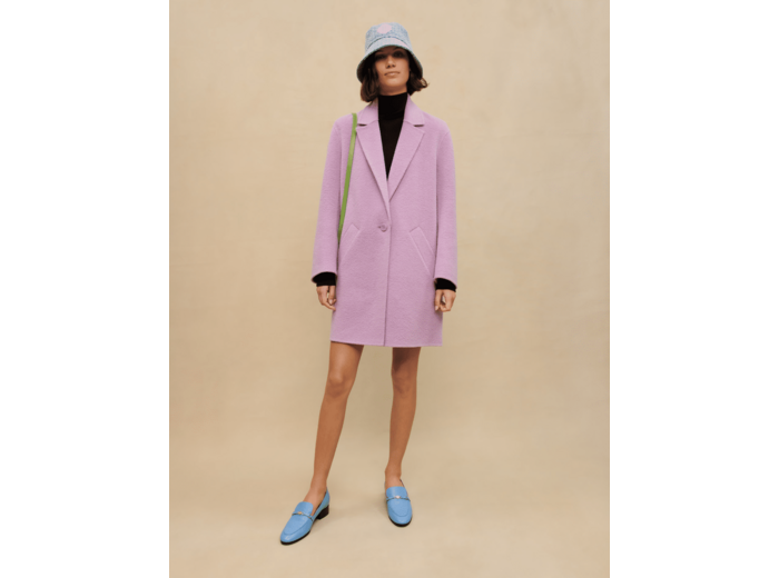 Manteau double face bouclette parme