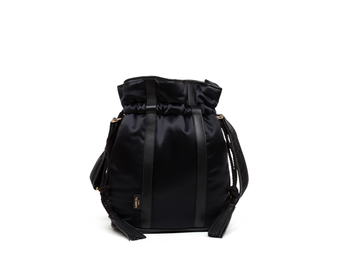 ELSA NYLON SATIN ET CUIR LISSE - Sac Seau - Noir