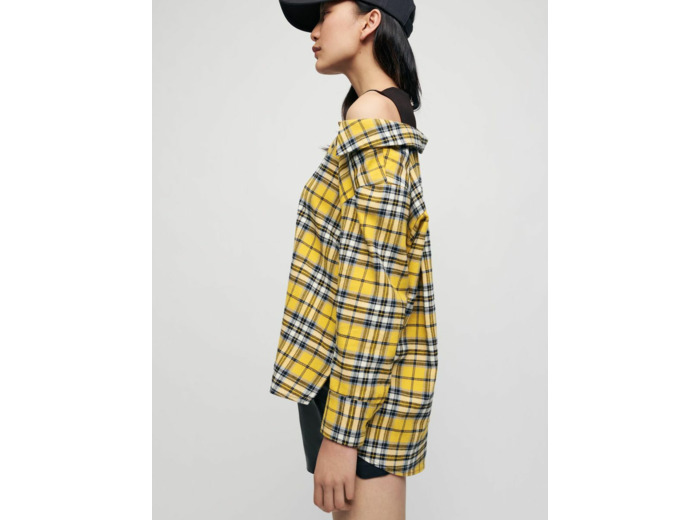 Top trompe-l'œil tee-shirt à carreaux