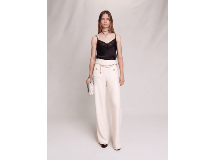 Pantalon large en tweed