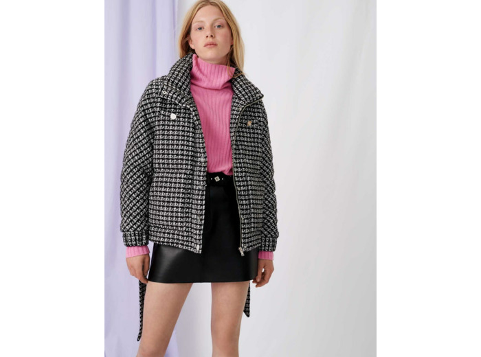 Doudoune façon tweed bicolore