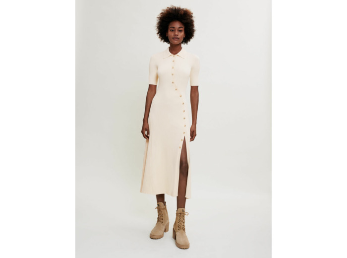 Robe longue en maille fendue