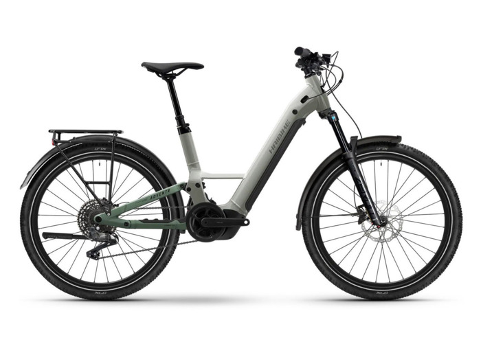 Vélo trekking électrique ADVENTR 4 LOW Gris/Vert Bambou