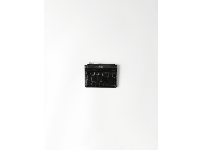 Porte-cartes zippé en cuir embossé