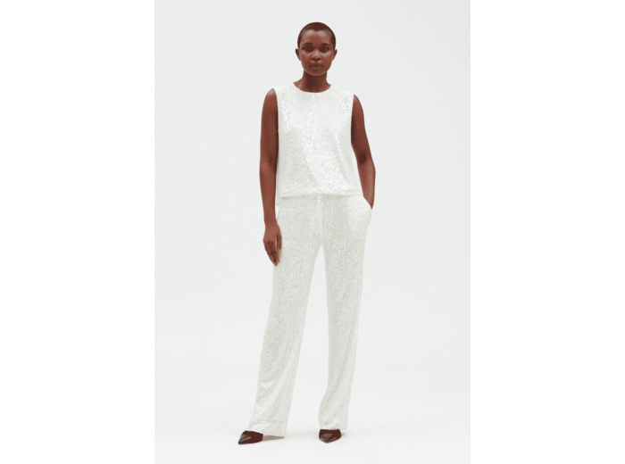 Pantalon à sequins blanc