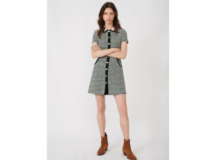 Robe façon tweed contrastée