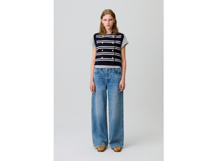 Cardigan rayé sans manches