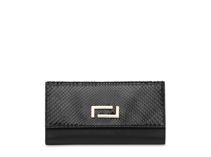 Pia de Lancel - Portefeuille slim rabat - Grand modèle - Noir