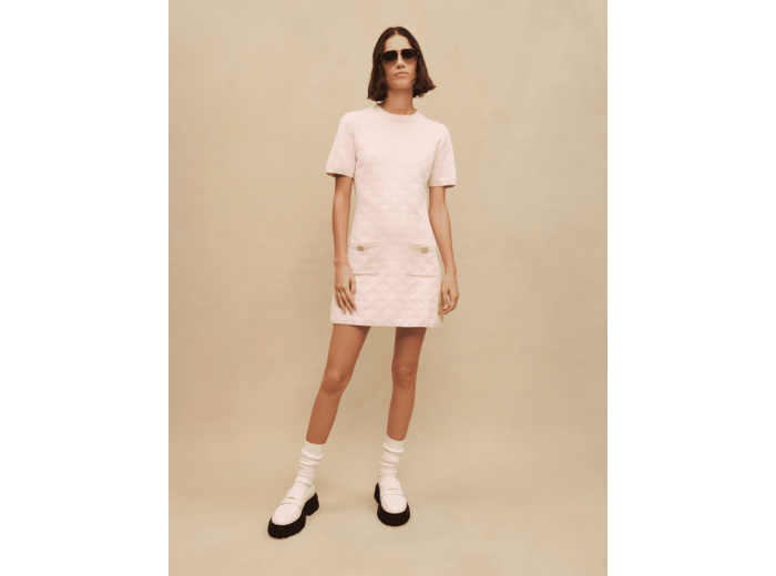 Robe en maille texturée rose