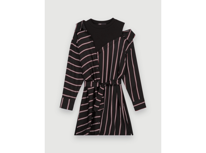 Robe chemise trompe-l'œil à rayures
