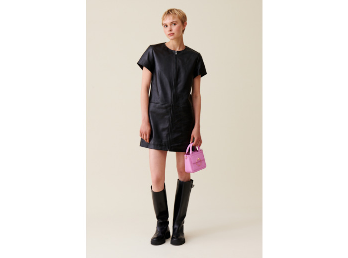 Robe cuir courte zippée