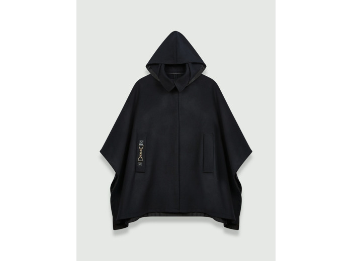 Manteau façon cape en drap de laine