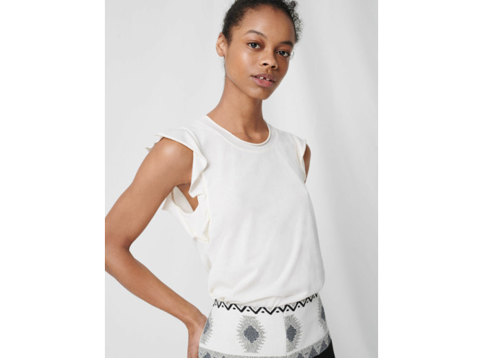 T-shirt sans manche à volants en jersey