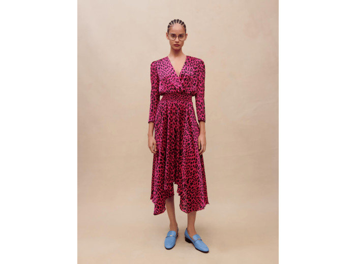 Robe asymétrique imprimée léopard