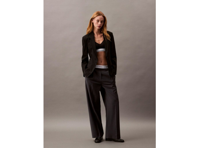 PANTALONS EN LAINE TROPICALE AVEC CEINTURE LOGO