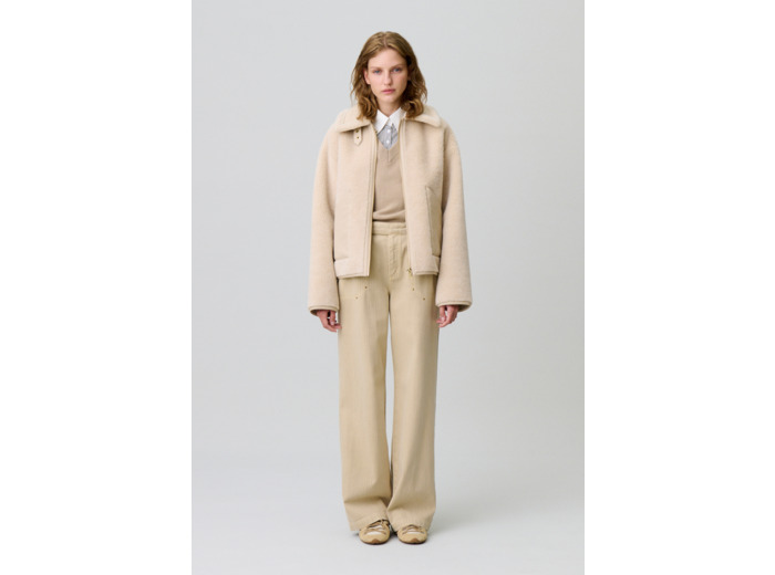 Manteau effet peau lainée