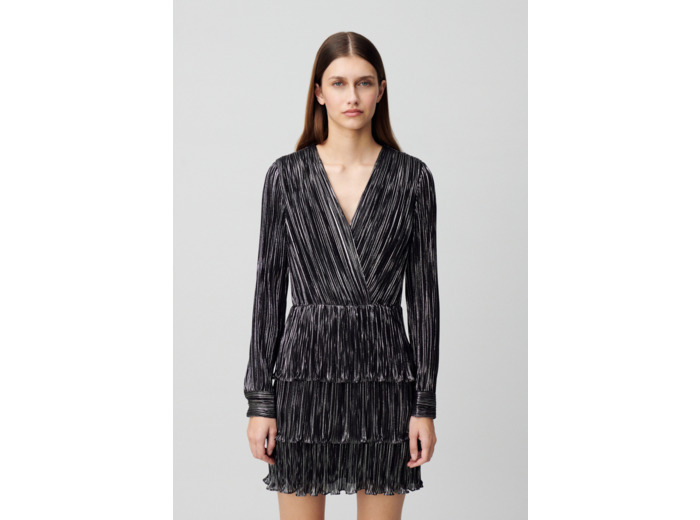Robe argentée courte à volants