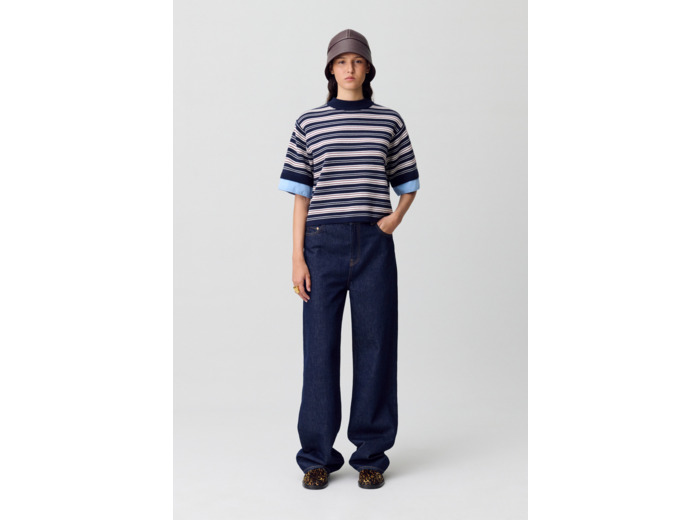 Top maille fine rayures
