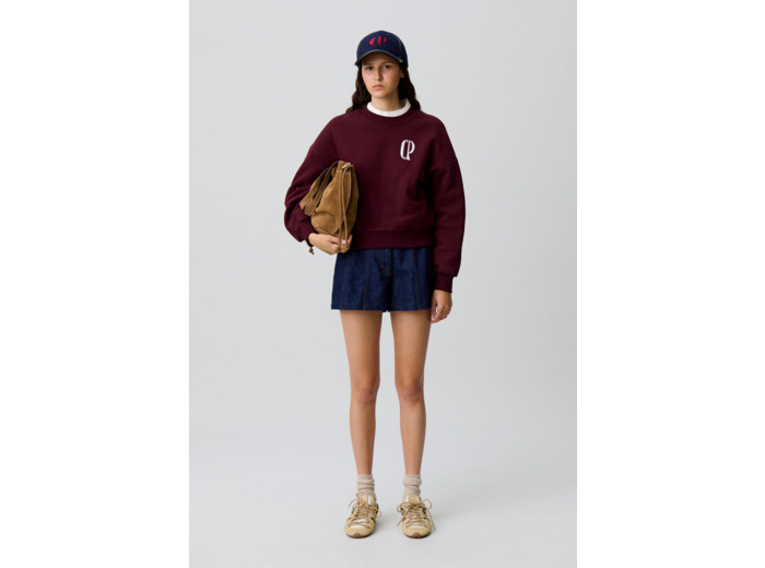 Sweat coton col victorien