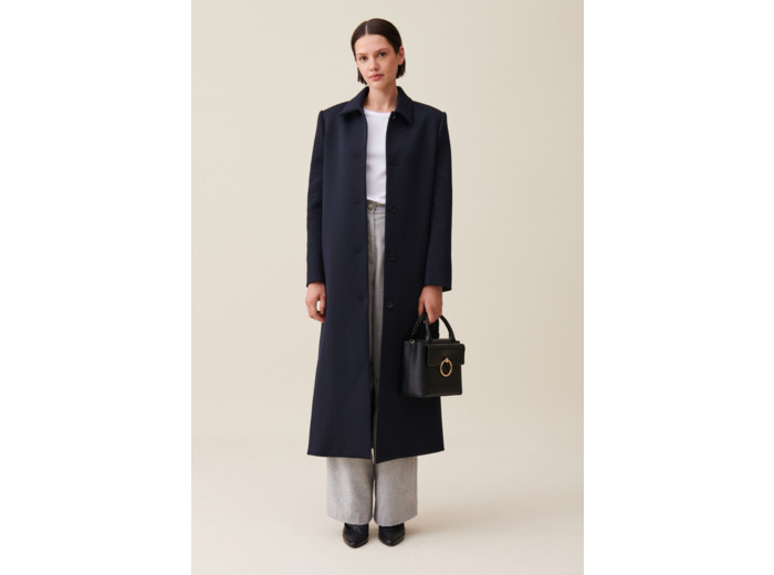 Manteau long coupe droite bleu