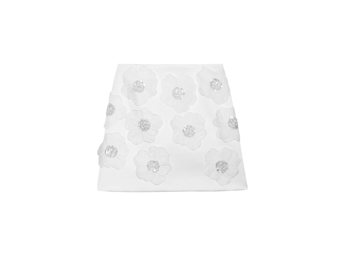 Jupe à fleurs perlées en satin