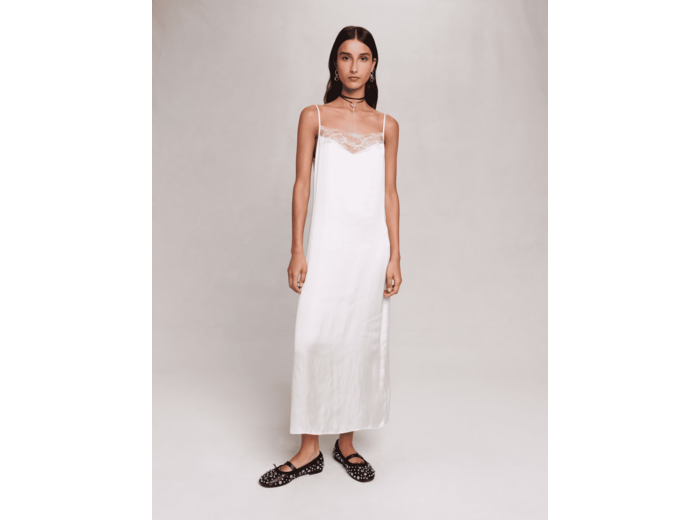 Robe longue satinée