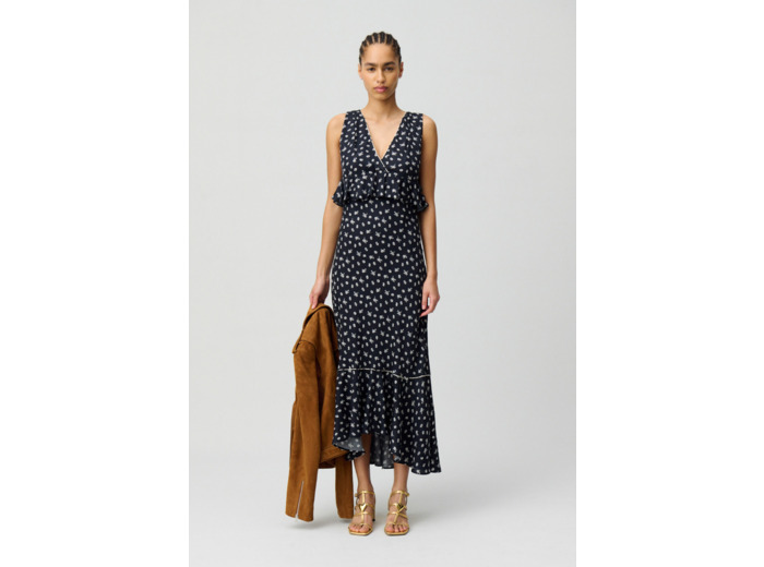 Robe longue volantée