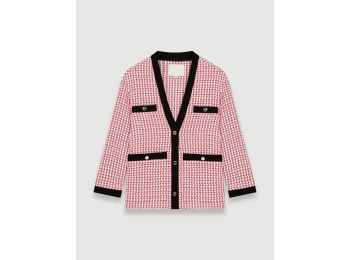 Veste façon tweed à bandes contrastées