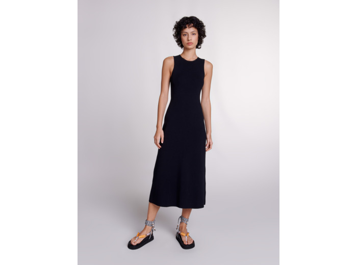 Robe longue en maille à découpes