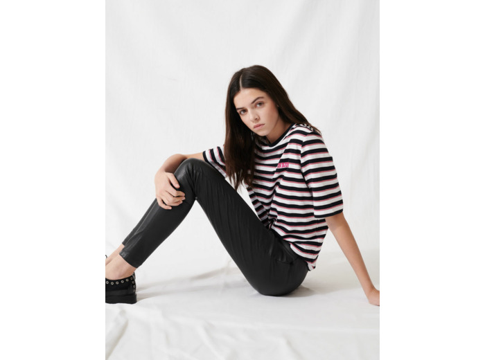 Legging en cuir stretch taille haute
