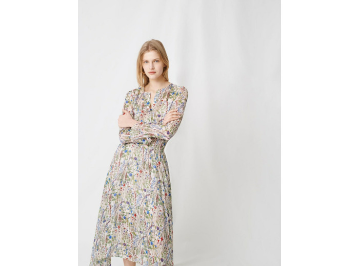 Robe longue asymétrique à imprimé fleuri