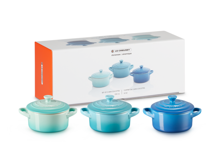 Set de 3 mini cocottes 250ml (bleu marseille, cool mint et bleu caraïbes)
