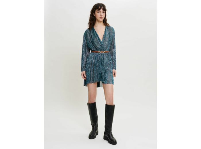 Robe entièrement plissée avec brillance