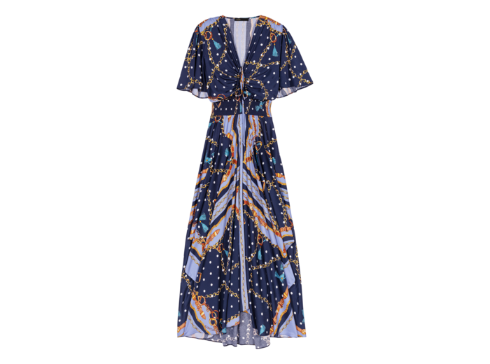 Robe longue satinée imprimée