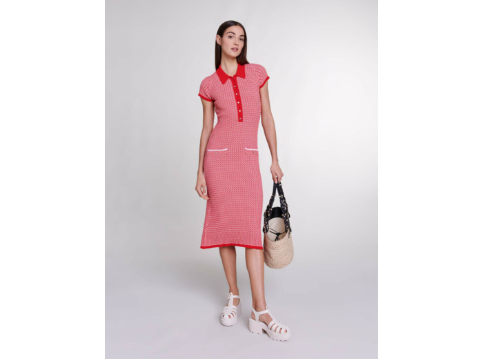 Robe longue en maille chevrons