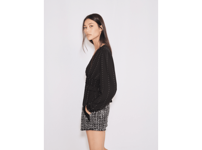 Top en mousseline et strass fantaisies