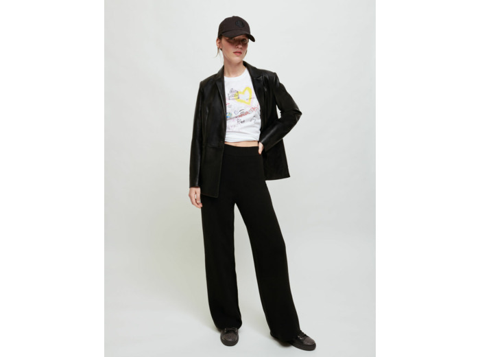 Pantalon noir large en maille