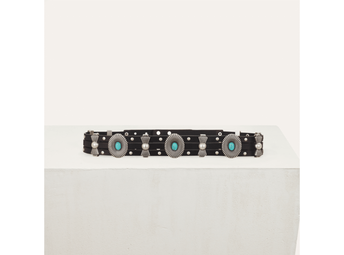 Ceinture taille haute en cuir avec studs