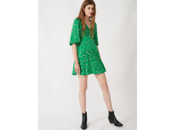 Robe en jacquard satin imprimé