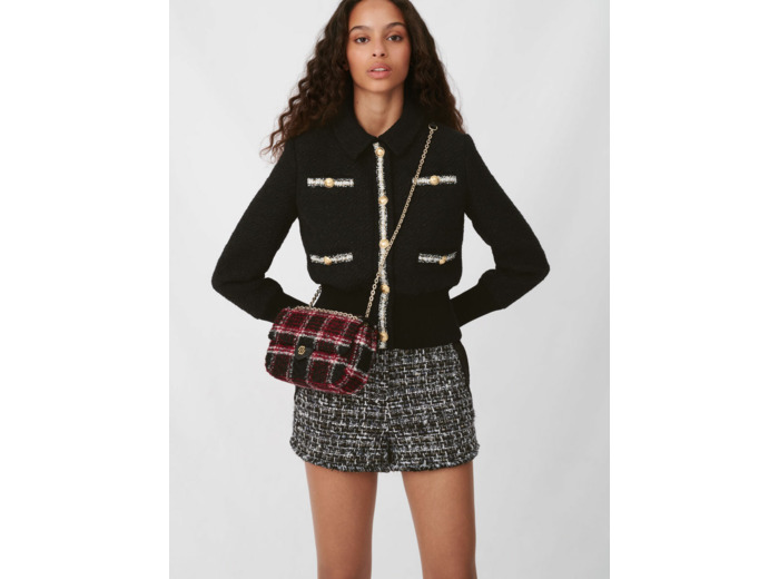 Blouson façon tweed contrasté