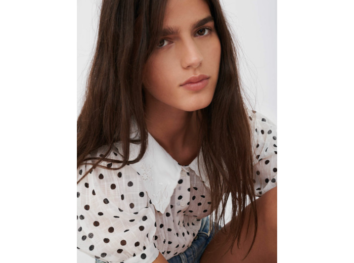 Chemise à pois effet froissé